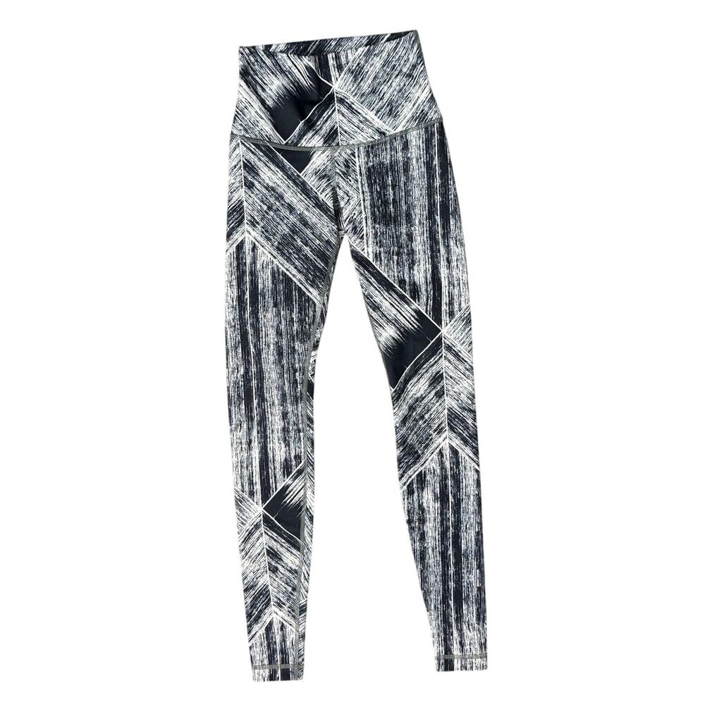 Lululemon Wunder Under Heat Wave White Black Mid Rise Athletic Leggings size S